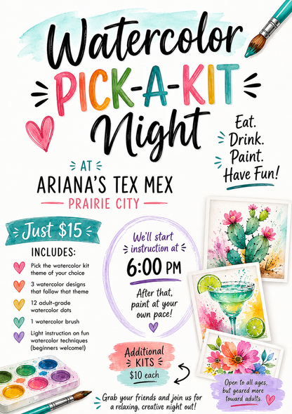 Watercolor at Ariana's - Pick-A-Kit Event