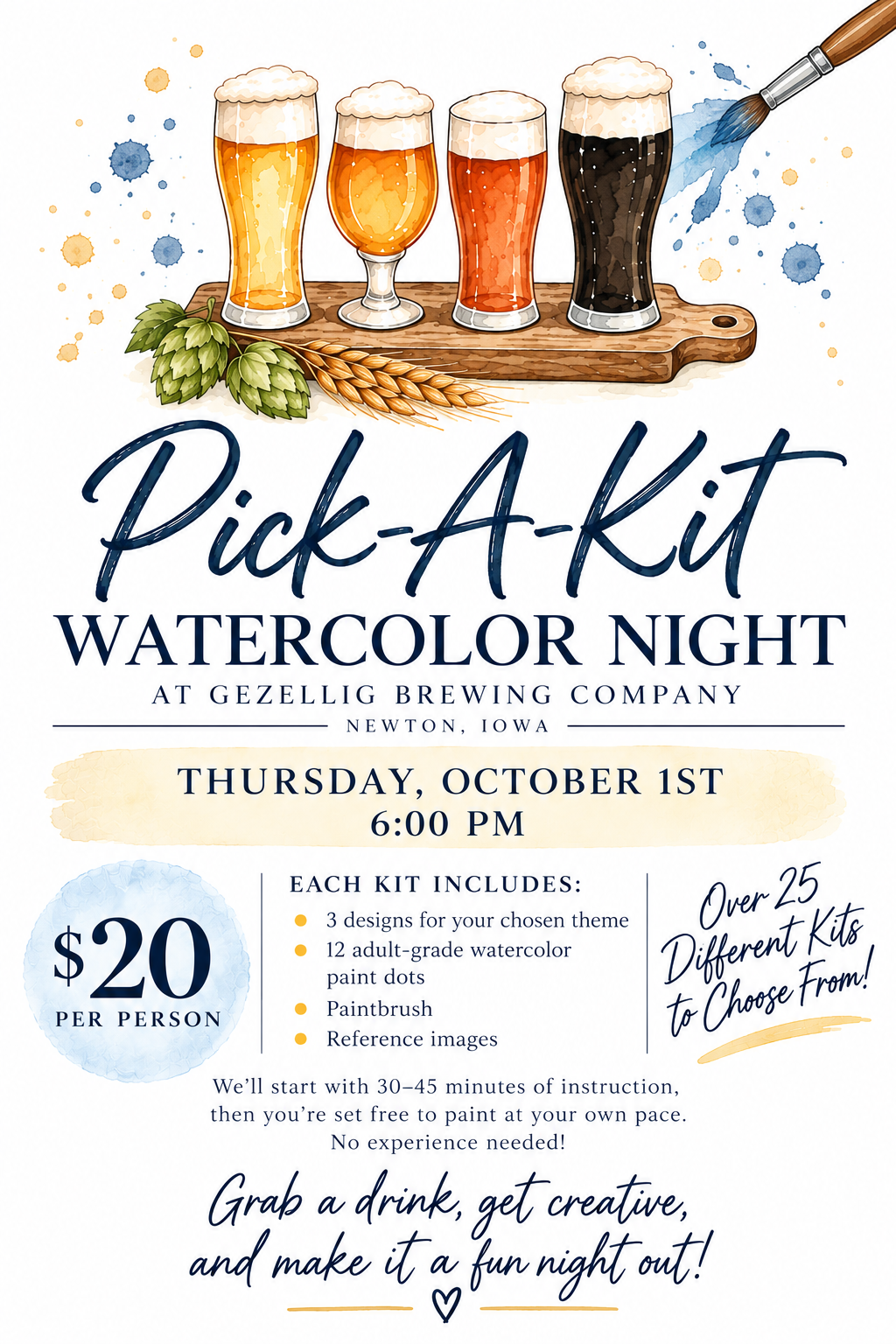Gezellig Brewing - Watercolor Pick-A-Kit Event